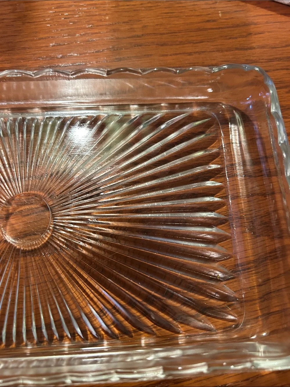 Vintage clear pressed glass rectangular 10”